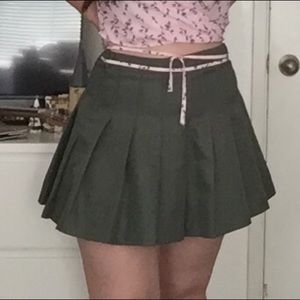 Olive green pleated skirt